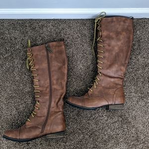Lace up/zip up (Hunger Game) midcalf leather boots